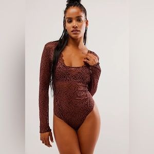 Free People In My Head Bodysuit Brunette NWT Medium